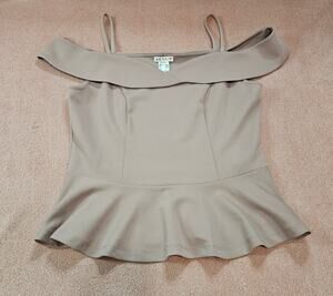 Venus Off The Shoulder Peplum Top Size L Beige